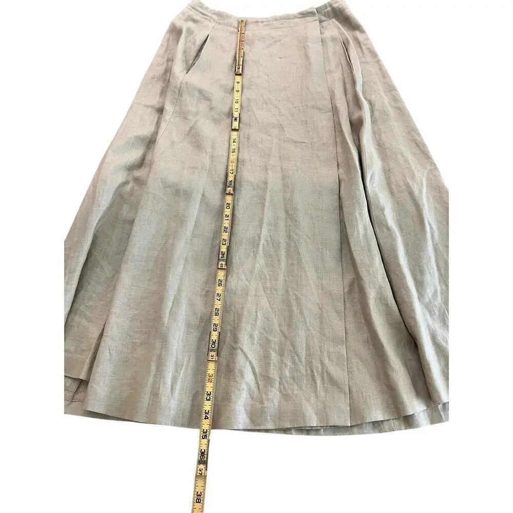 Classiques For Nordstrom Women's Cream A-Line Midi Skirt Size 14